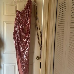 Fashion Nova sequins pink evening dress